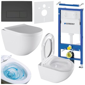 Zestaw podtynkowy WC stelaż Geberit Duofix miska Nero-WH-TR-02 przycisk Delta 50 czarny mat