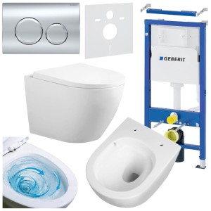 Zestaw podtynkowy WC stelaż Geberit Duofix miska Flow-WH-TR-02 przycisk Delta 20 chrom