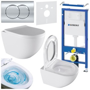 Zestaw podtynkowy WC stelaż Geberit Duofix miska Nero-WH-02 przycisk Delta 01 chrom
