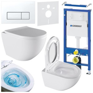 Zestaw podtynkowy WC stelaż Geberit Duofix miska Nero-WH-02 przycisk Delta 50 biały