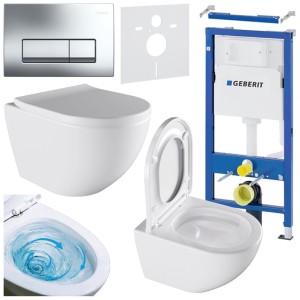 Zestaw podtynkowy WC stelaż Geberit Duofix miska Nero-WH-02 przycisk Delta 50 chrom