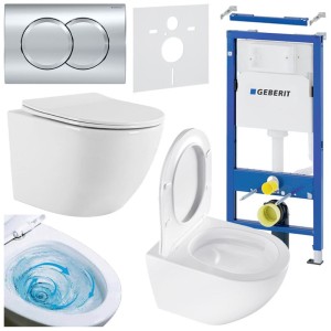 Zestaw podtynkowy WC stelaż Geberit Duofix miska Nero-WH-03 przycisk Delta 01 chrom