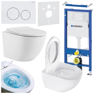 Zestaw podtynkowy WC stelaż Geberit Duofix miska Nero-WH-03 przycisk Delta 20 biały