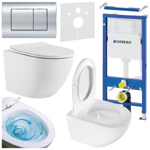 Zestaw podtynkowy WC stelaż Geberit Duofix miska Nero-WH-03 przycisk Delta 30 chrom