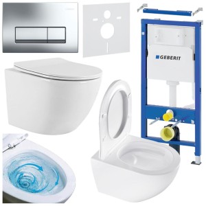 Zestaw podtynkowy WC stelaż Geberit Duofix miska Nero-WH-03 przycisk Delta 50 chrom