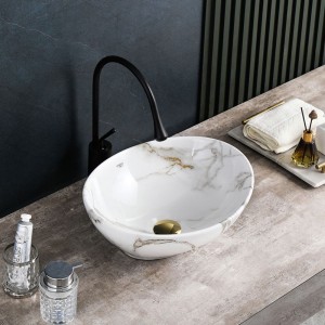 Umywalka nablatowa ceramiczna marmurowa owalna Lumo-MAR1-405