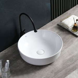 Umywalka nablatowa ceramiczna okrągła Fino-WH-415 biała