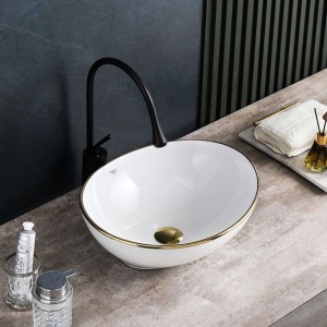 Umywalka nablatowa ceramiczna owalna Lumo-WH-GL-405 biała