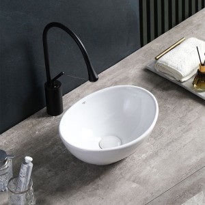 Umywalka nablatowa ceramiczna owalna Lumo-WH-340 biała