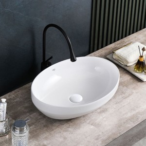 Umywalka nablatowa ceramiczna owalna Lumo-WH-500 biała