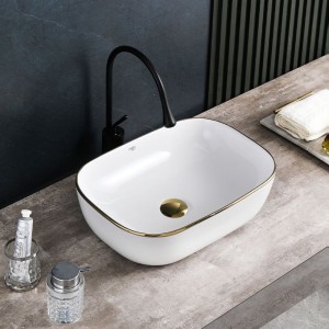 Umywalka nablatowa ceramiczna prostokątna Milo-WH-GL-455 biała