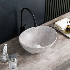 Umywalka nablatowa ceramiczna marmurowa owalna Lumo-MAR2-405