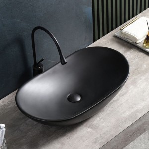Umywalka nablatowa ceramiczna owalna Lavi-MTB-625 czarny mat 