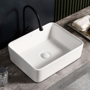 Umywalka nablatowa ceramiczna prostokątna Luxo-WH-480 biała