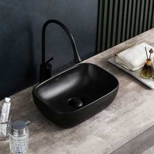 Umywalka nablatowa ceramiczna prostokątna Milo-MTB-370 czarny mat 
