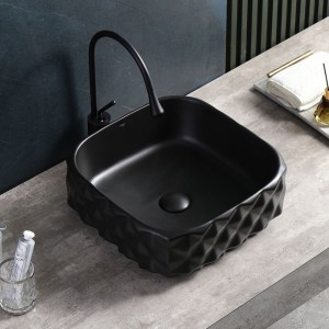 Umywalka nablatowa ceramiczna kwadratowa Pearl-MTB-400 czarny mat struktura