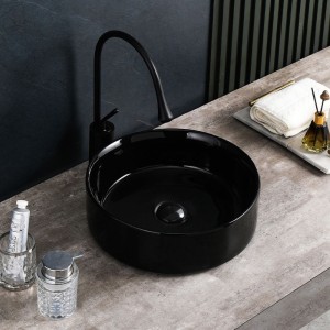 Umywalka nablatowa ceramiczna okrągła Lava-BL-360 czarny