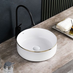 Umywalka nablatowa ceramiczna okrągła Lava-WH-GL-360 biała