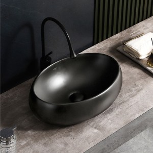 Umywalka nablatowa ceramiczna owalna Cari-MTB-500 czarna mat 