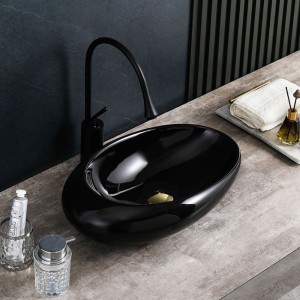 Umywalka nablatowa ceramiczna owalna Emma-BL-490 czarna