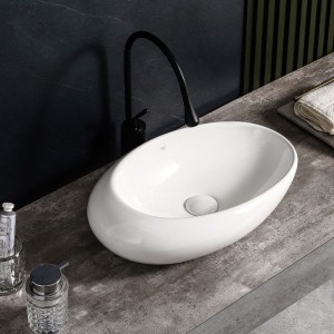 Umywalka nablatowa ceramiczna owalna Emma-WH-490 biała