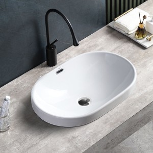 Umywalka nablatowa ceramiczna owalna Nel-WH-590 biała
