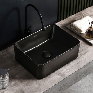 Umywalka nablatowa ceramiczna prostokątna Luxo-MTB-410 czarny mat