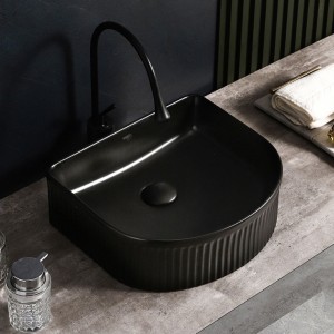 Umywalka nablatowa ceramiczna ryflowana Fino-MTB-400 czarny mat 