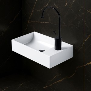 Umywalka nablatowa wisząca ceramiczna prostokątna Lucy-WH-405 biała 