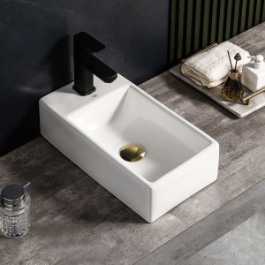 Umywalka nablatowa wisząca ceramiczna prostokątna Lucy-WH-460 biała