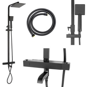 Bateria prysznicowa z termostatem i deszczownicą T154B czarna