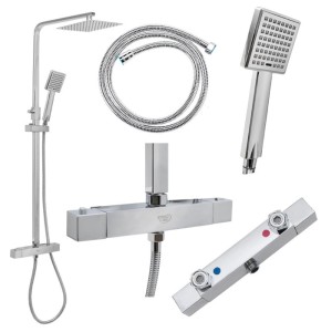 Bateria prysznicowa z termostatem i deszczownicą T153A chrom