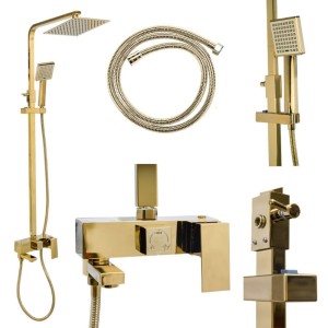Bateria prysznicowa łazienkowa z deszczownicą F170C złota