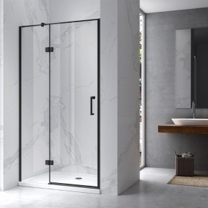 Drzwi prysznicowe uchylne do wnęki KZ17F czarne 120 cm 6 mm 