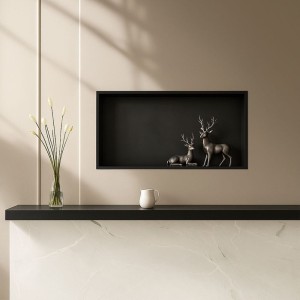 Półka łazienkowa wnękowa Iga z kołnierzem czarna 60 x 30 x 7 cm 