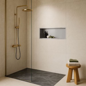 Półka łazienkowa wnękowa Iga z kołnierzem chrom 60 x 30 x 10 cm