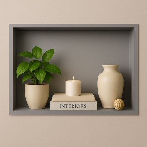 Półka łazienkowa wnękowa Iga z kołnierzem chrom 45 x 30 x 10 cm