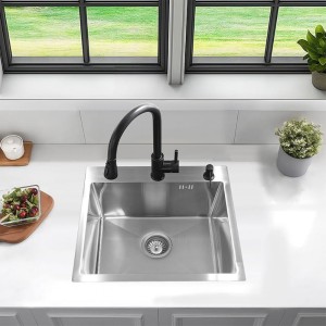 Zlewozmywak kuchenny jednokomorowy stalowy inox ALOR-CH-50X50 - dozownik - syfon