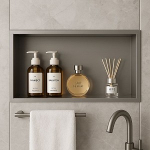 Półka łazienkowa wnękowa Iga z kołnierzem chrom 60 x 30 x 7 cm