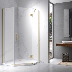 Kabina prysznicowa pięciokątna KZ10A złota szczotkowana 80 x 80 cm