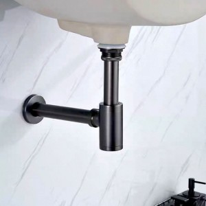 Syfon umywalkowy łazienkowy metalowy MIKE-BL czarny 