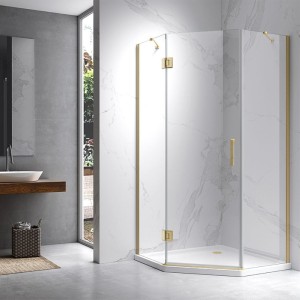 Kabina prysznicowa pięciokątna KZ10C złota szczotkowana 100 x 100 cm