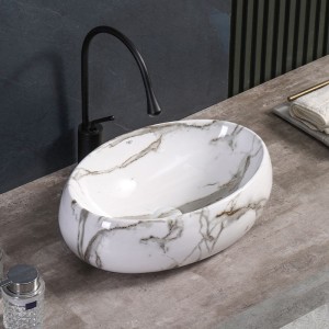 Umywalka nablatowa ceramiczna marmurowa owalna CARI-MAR1-500