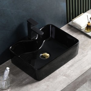 Umywalka nablatowa ceramiczna prostokątna ELISE-BL-480 czarny połysk