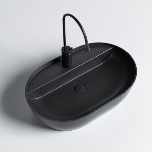 Umywalka nablatowa ceramiczna owalna EMI-MTB-605 czarny mat