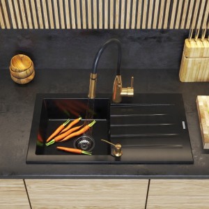 Zestaw - zlewozmywak granitowy Melgar - bateria - dozownik - syfon 