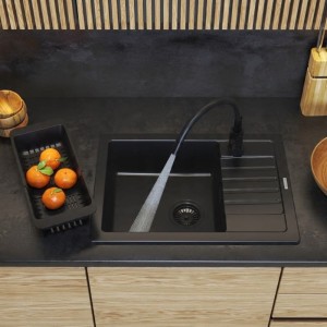 Zestaw - zlew granitowy jednokomorowy Argos - bateria - koszyk - syfon