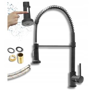 Bateria kuchenna Luneo wyciągana wylewka czarna nakrapiana