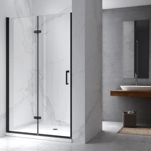 Drzwi prysznicowe uchylne do wnęki ZES-KZ21D-BL-100 czarne 100 cm 6 mm