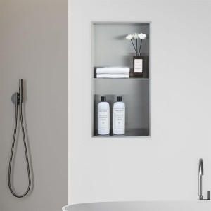 Półka łazienkowa wnękowa Duo z kołnierzem chrom 60 x 30 x 10 cm